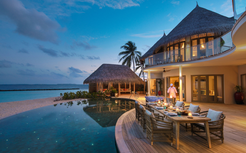 Dining set up at the privacy of the beach residence