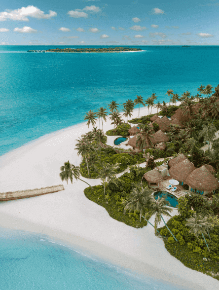 An aerial of the beach houses at The Nautilus Maldives