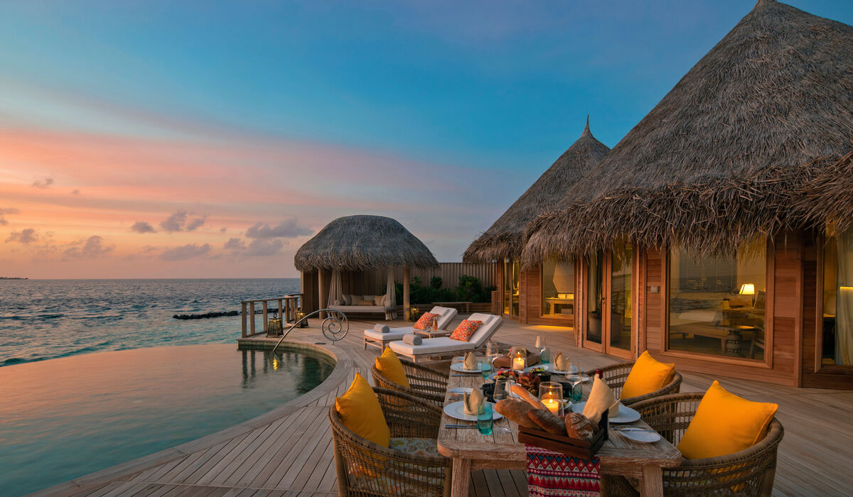 Dining set up at the privacy of the luxurious Nautilus Retreat